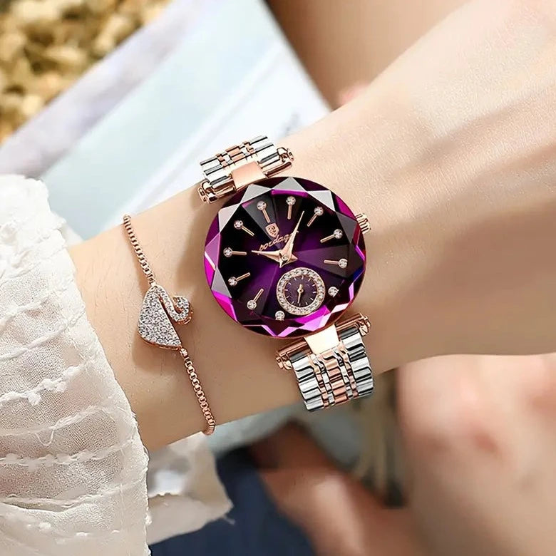 Montre de luxe au design éblouissant pour femme.