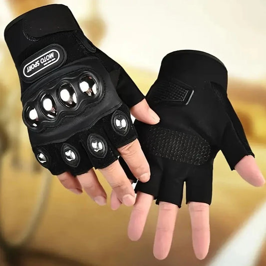 Gants demi-doigts renforcés moto sport.