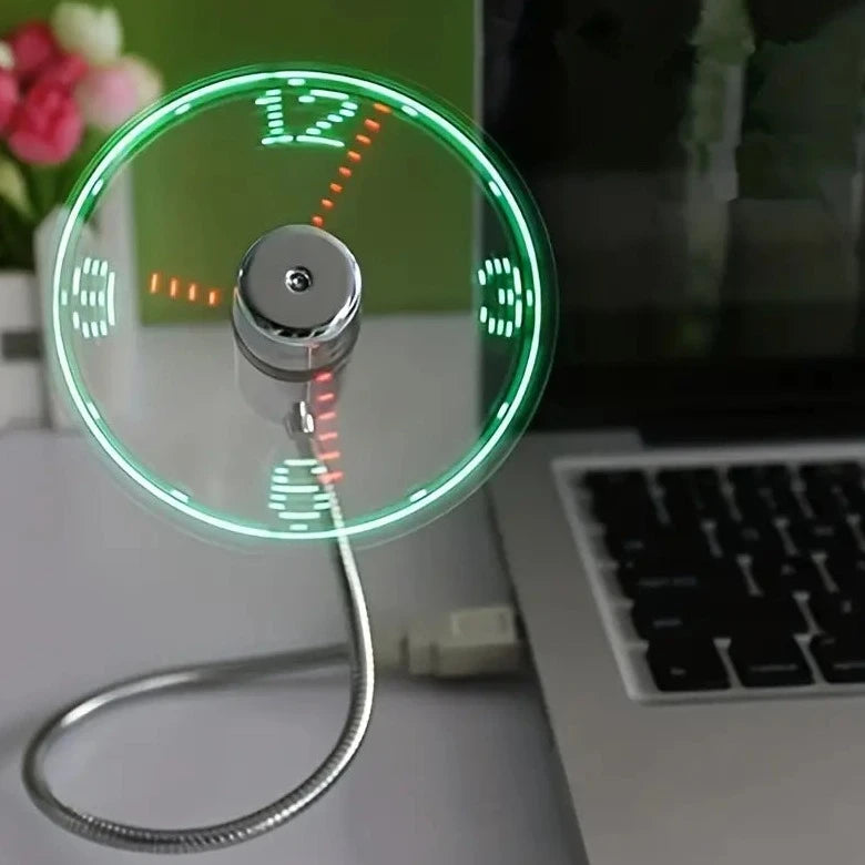 Ventilateur USB avec horloge LED.